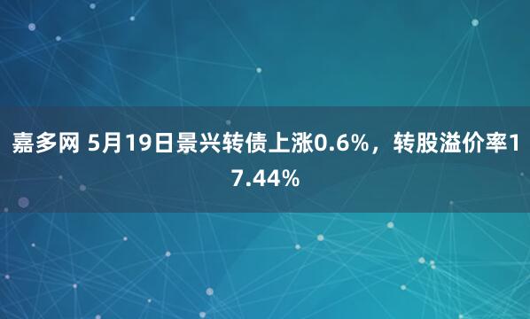 嘉多网 5月19日景兴转债上涨0.6%，转股溢价率17.44%