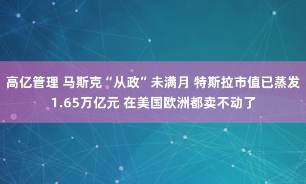 高亿管理 马斯克“从政”未满月 特斯拉市值已蒸发1.65万亿元 在美国欧洲都卖不动了